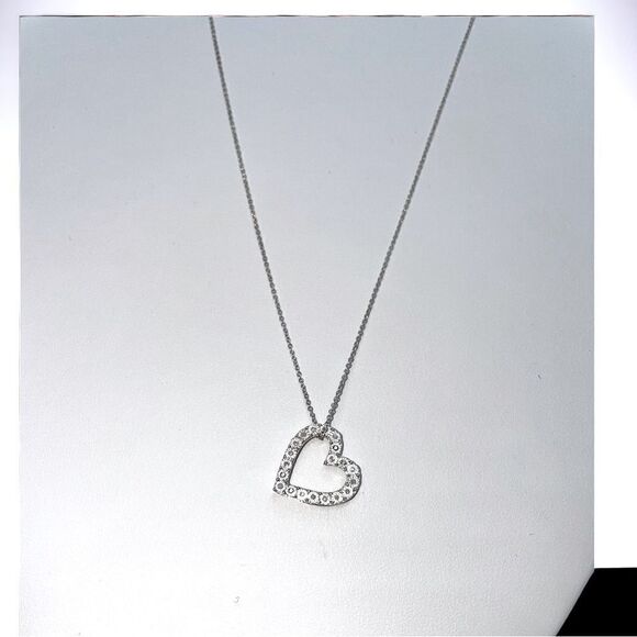 Sterling Silver & Diamond Heart Necklace l 1/10 tw l 18” l New in Box w/ Pouch - Picture 6 of 11